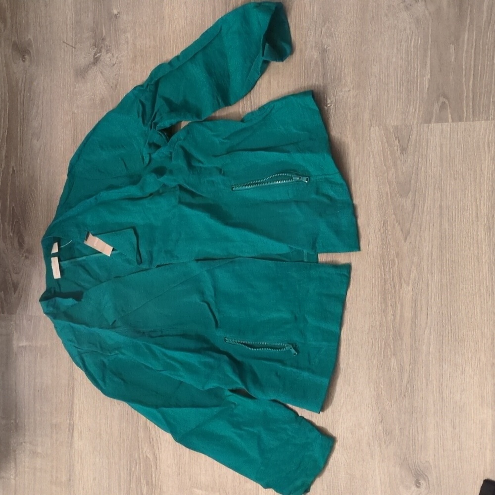 Chico's largo teal open motor jacket soft texture size 3
